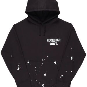 Rockstar Dist. Black Hoodie with White Accents
